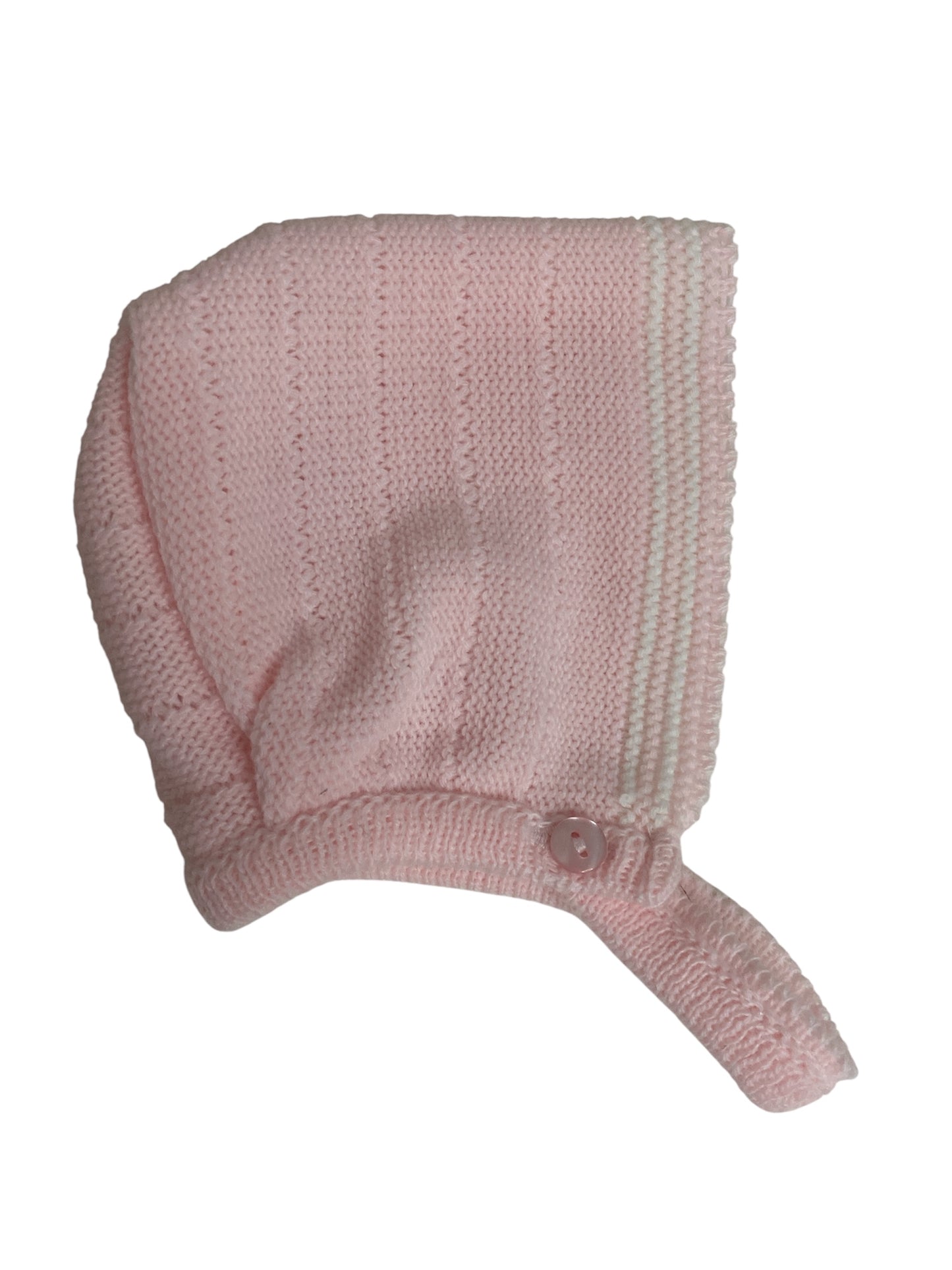 Conjunto de Bebé de Punto, 3 Piezas, Rosa, con Lazo de Satén y Detalles de Encaje. Bebé niña, recién nacida, primera puesta. Talla única.