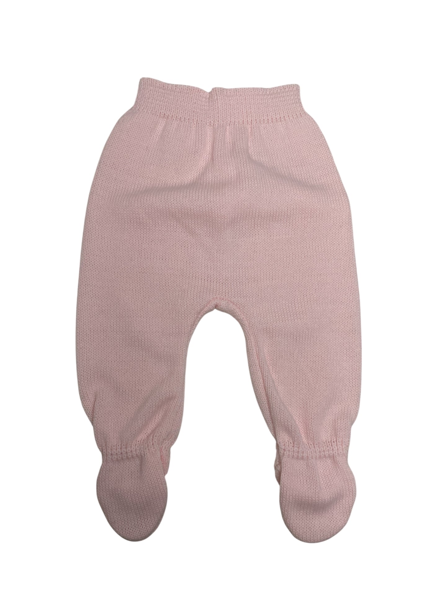 Conjunto de Bebé de Punto, 3 Piezas, Rosa, con Lazo de Satén y Detalles de Encaje. Bebé niña, recién nacida, primera puesta. Talla única.