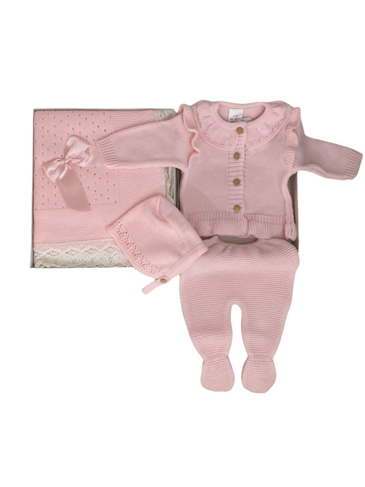 Conjunto de tres piezas Invierno. Recién nacido. Color rosa. Bebé niña