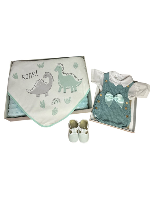 Manta, traje y Patucos. Verde. Niña y Niño. Talla única