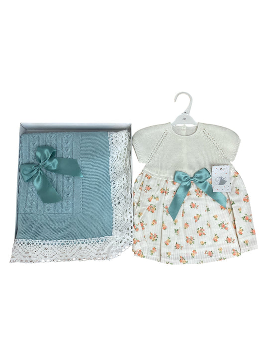 Toquilla más vestidos 3meses. Hilo. Tono verde