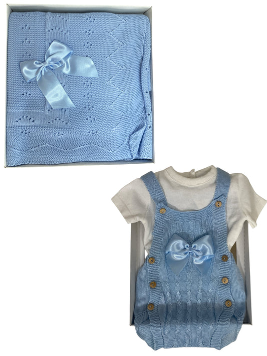 Toquilla más conjunto de dos piezas talla única. Azul celeste con lazo. Verano