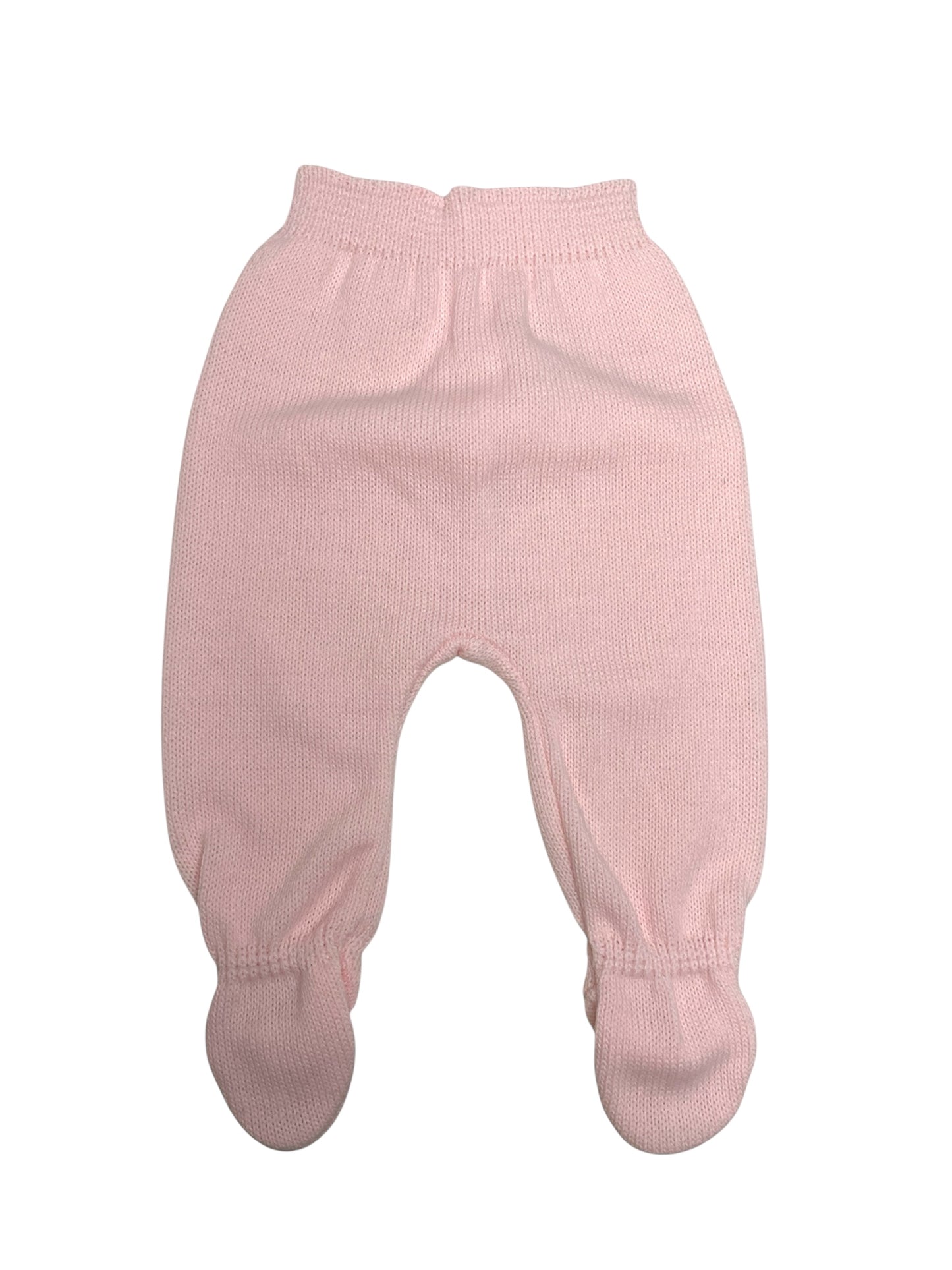 Conjunto de Bebé de Punto, 3 Piezas, Rosa, con Lazo de Satén y Detalles de Encaje. Bebé niña, recién nacida, primera puesta. Talla única.