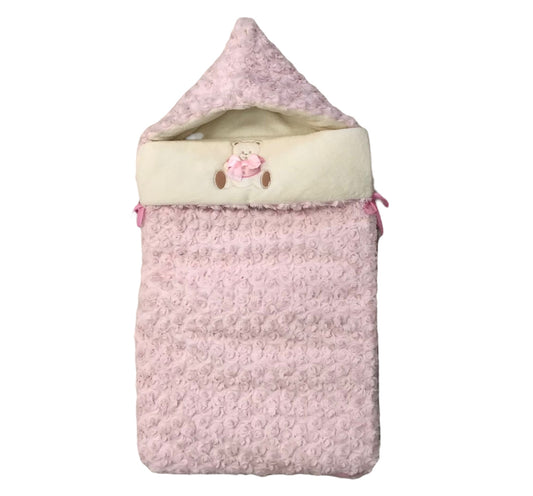 Saco de Paseo para Bebé. Diseño de Osito, Forro Suave y Acolchado, con Capucha