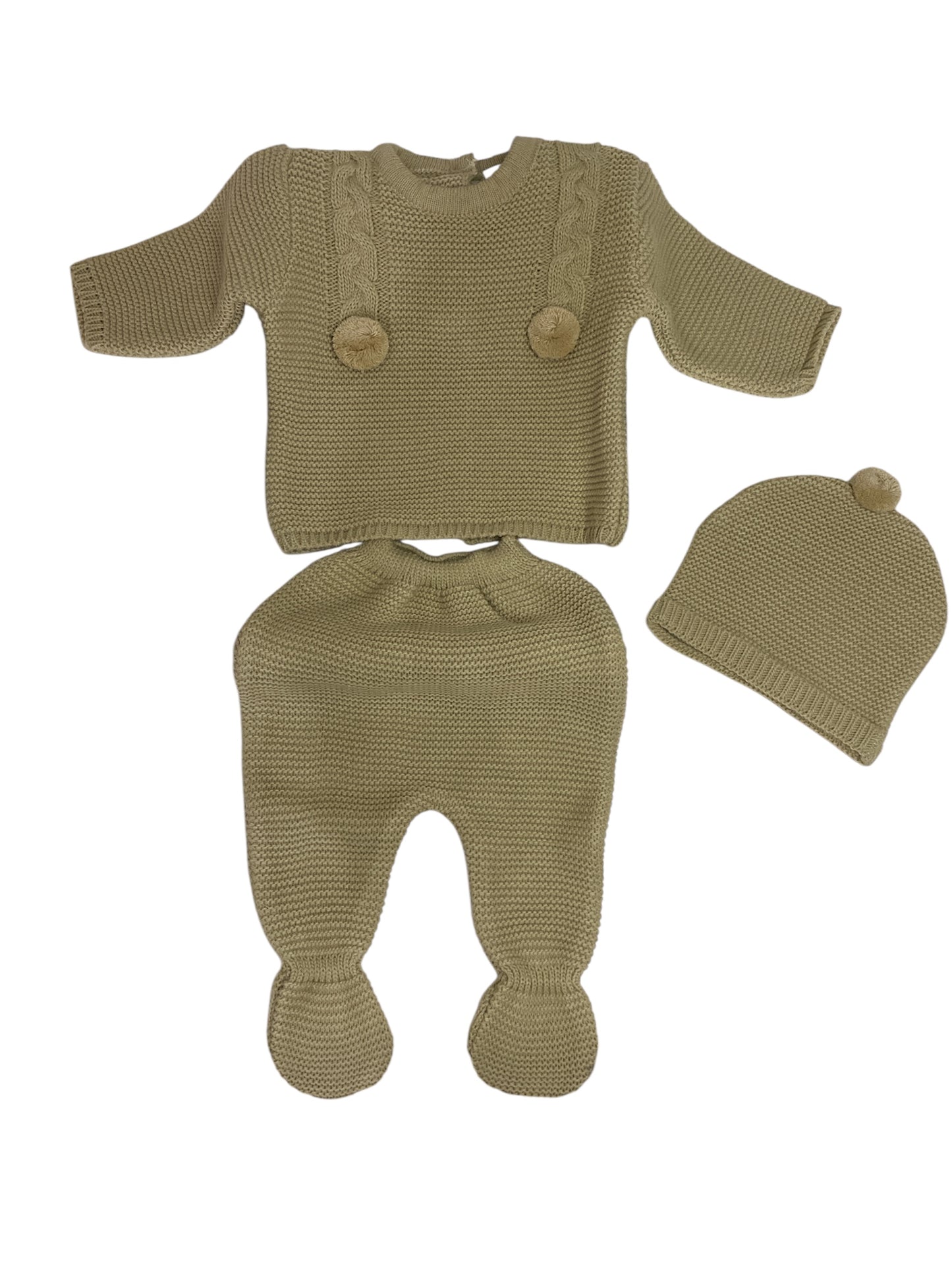 CONJUNTO DE LANA TRES PIEZAS POMPÓN