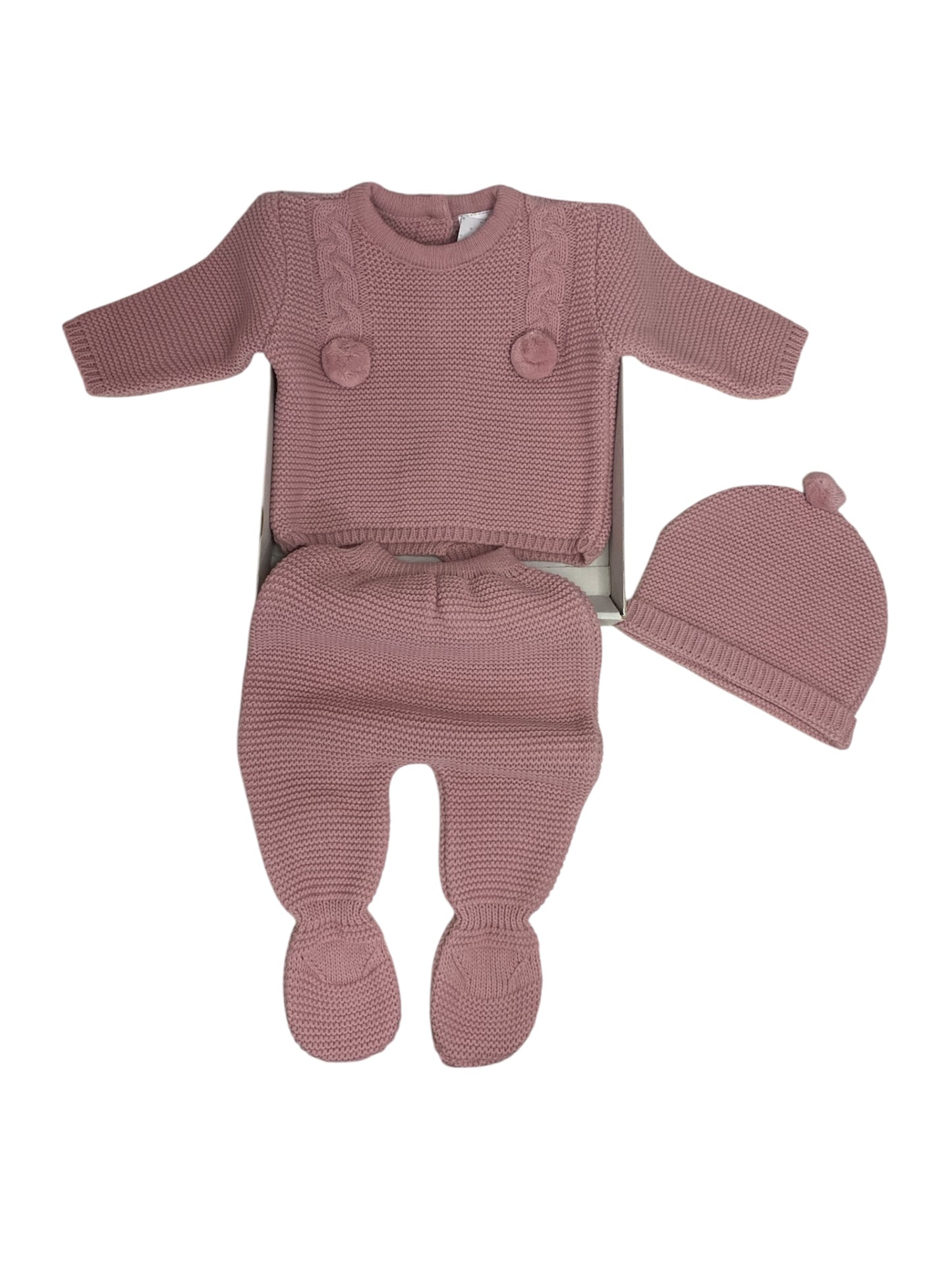CONJUNTO DE LANA TRES PIEZAS POMPÓN