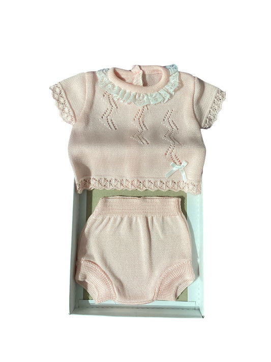 CONJUNTO DE HILO MANGA CORTA VERANO DOS PIEZAS SOLO TRAJE